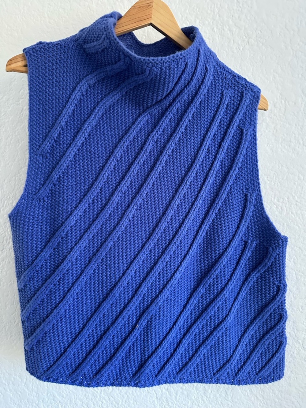 Zara Cobalt Blue Sleeveless Cable Turtleneck Sweater Vest